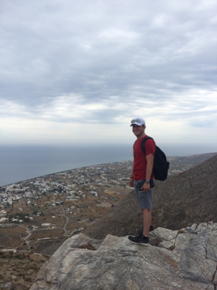 Jonathan overlooking the town of Perissa from Ancient Thera (2014)