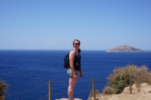 Leah with the Saronic Gulf behind her